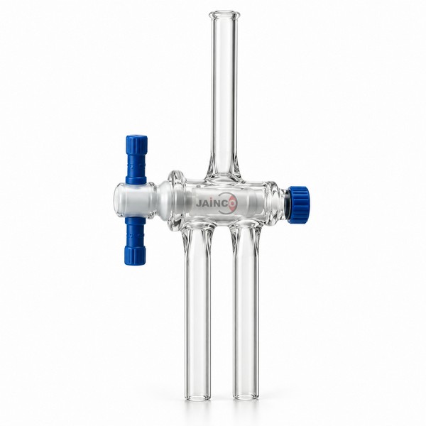 Double Oblique Stopcocks, Borosilicate Glass, PTFE Key